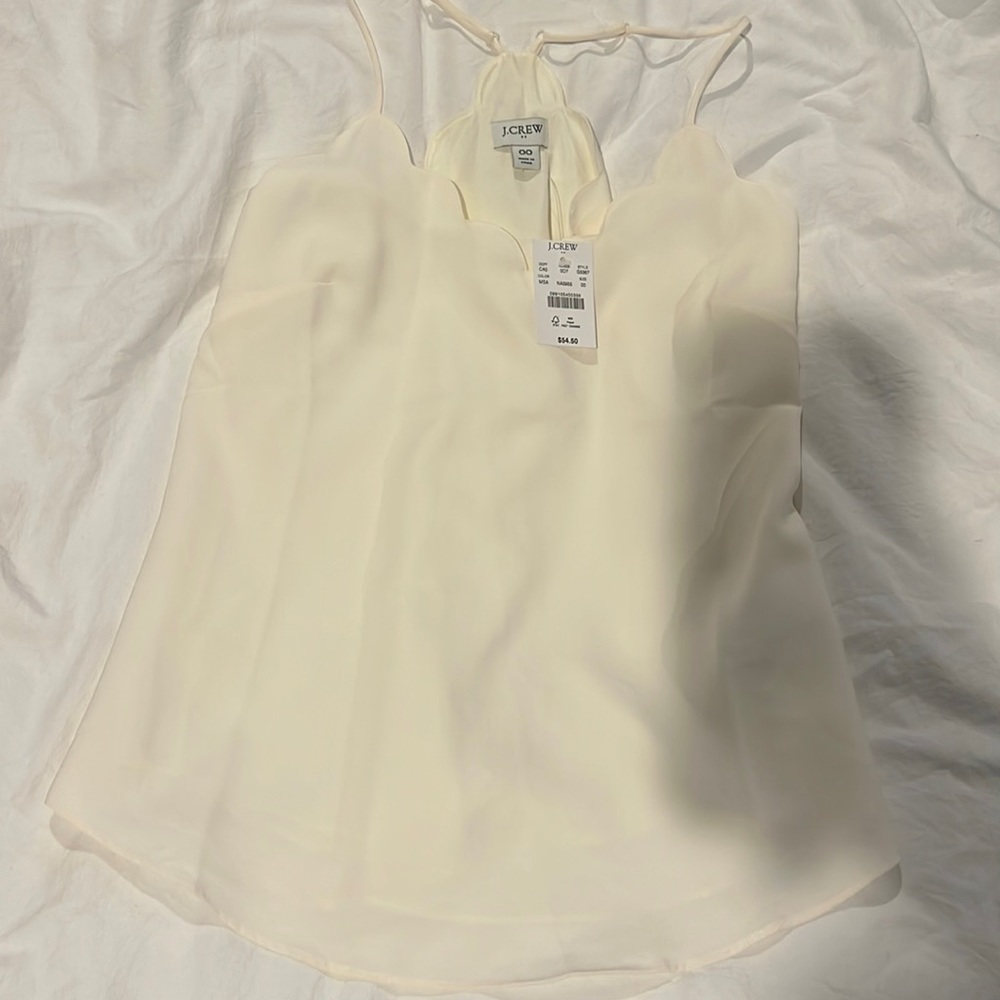 NWT jcrew scalloped cream tank size 00
